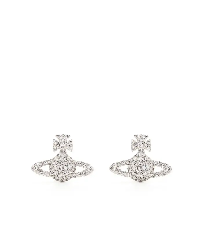 GRACE BAS RELIEF STUD EARRINGS PLATINUM / CRYSTAL