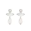 VIVIENNE WESTWOOD INASS EARRINGS PLATINUM / CREAMROSE