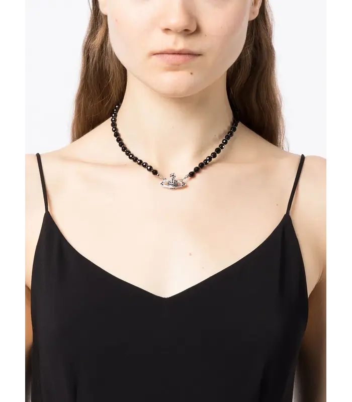 MESSALINE CHOKER PLATINUM/RUTHENIUM/BLACK AGATE