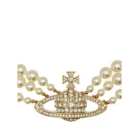 THREE ROW PEARL BAS RELIEF GOLD/PEARL/CRYSTAL