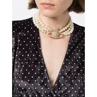 THREE ROW PEARL BAS RELIEF GOLD/PEARL/CRYSTAL