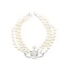 VIVIENNE WESTWOOD THREE ROW PEARL BAS RELIEF PLATINUM/PEARL/CRYSTAL