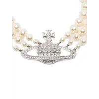 THREE ROW PEARL BAS RELIEF PLATINUM/PEARL/CRYSTAL