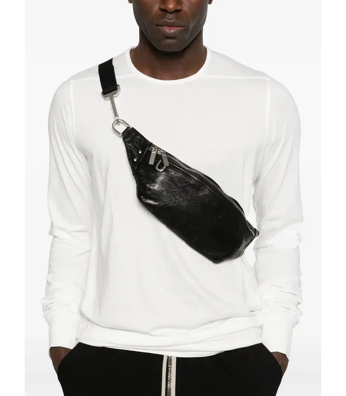 LEATHER GEO BUMBAG BLACK