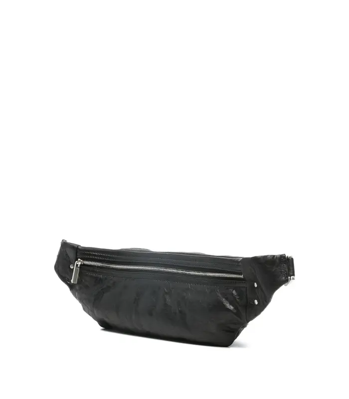 LEATHER GEO BUMBAG BLACK