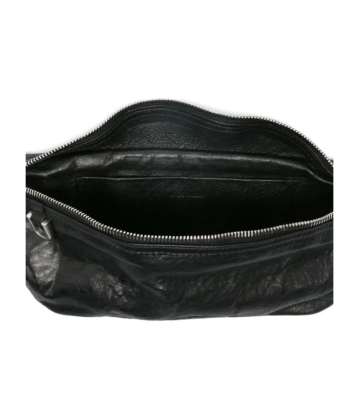LEATHER GEO BUMBAG BLACK