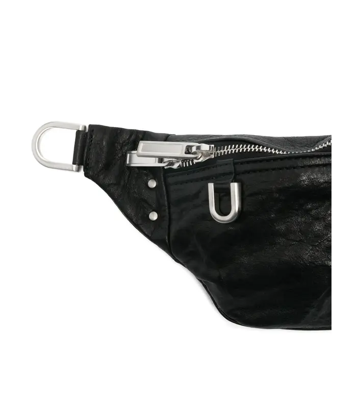 LEATHER GEO BUMBAG BLACK