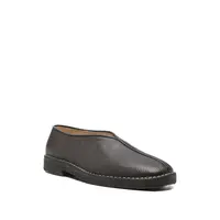 PIPED CREPE SLIPPERS DARK BROWN