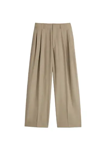 LEMAIRE pleated tailored pants hay green