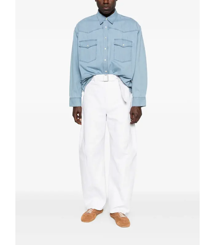 TWISTED BELTED PANTS MILK