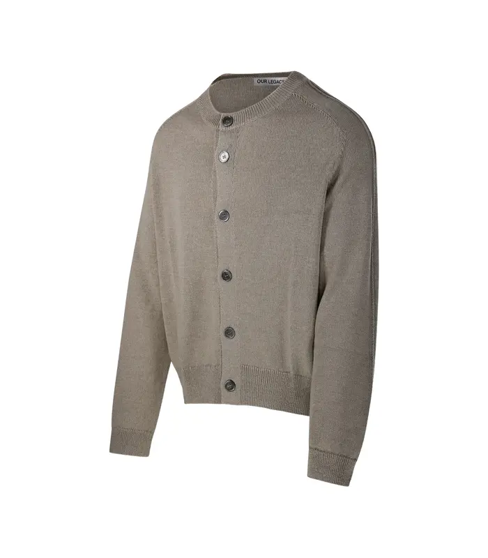 TRUE CARDIGAN SILVER SAGE COARSE LINEN WOOL
