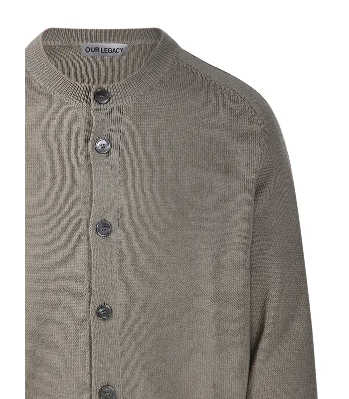 TRUE CARDIGAN SILVER SAGE COARSE LINEN WOOL