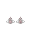 VIVIENNE WESTWOOD VALENTINA ORB EARRINGS PLATINUM / PINK / WHITE CZ
