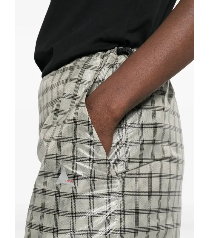 Nia See Through Printed Check Mid Skirt White