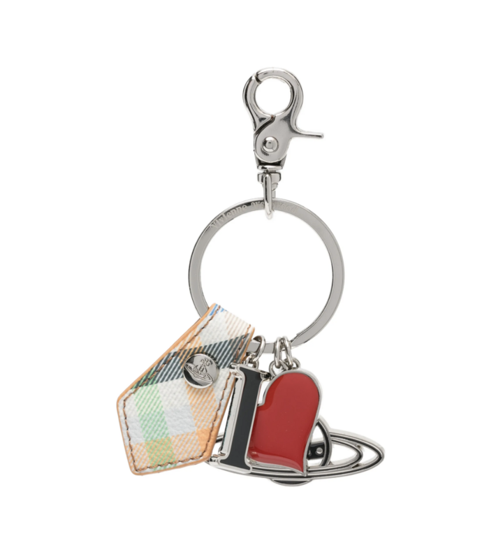 I LOVE ORB KEYRING HEATHER PLAID