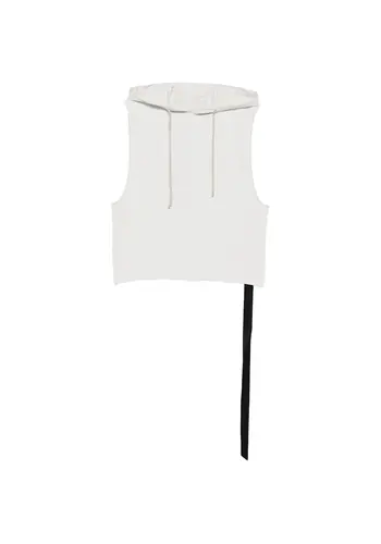 RICK OWENS DRKSHDW top hooded tunic milk wash