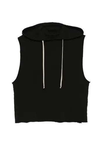 RICK OWENS DRKSHDW top in felpa hooded tunic black