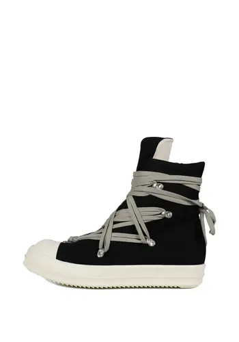 RICK OWENS DRKSHDW scarpe in denim megalace sneaks black/milk/milk