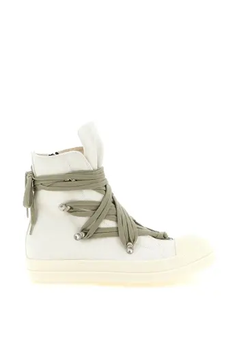 RICK OWENS DRKSHDW scarpe in denim megalace sneaks cream/milk/milk
