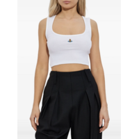 CROPPED RIB VEST WHITE