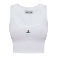 CROPPED RIB VEST WHITE