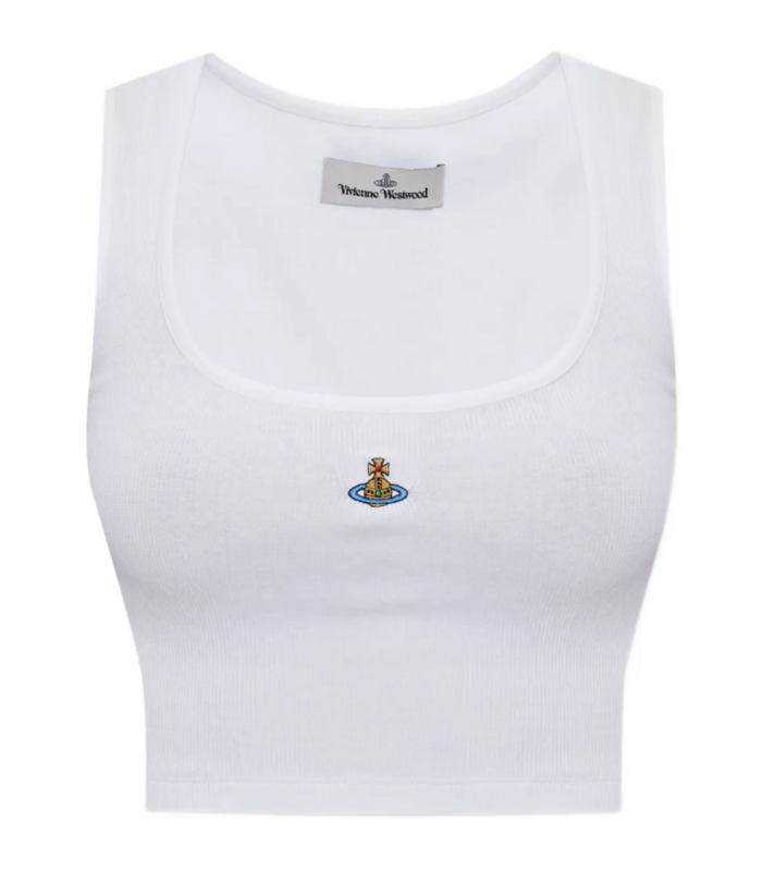 CROPPED RIB VEST WHITE