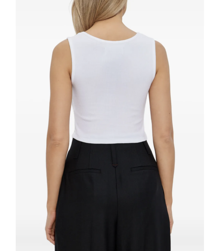 CROPPED RIB VEST WHITE