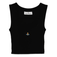 CROPPED RIB VEST BLACK