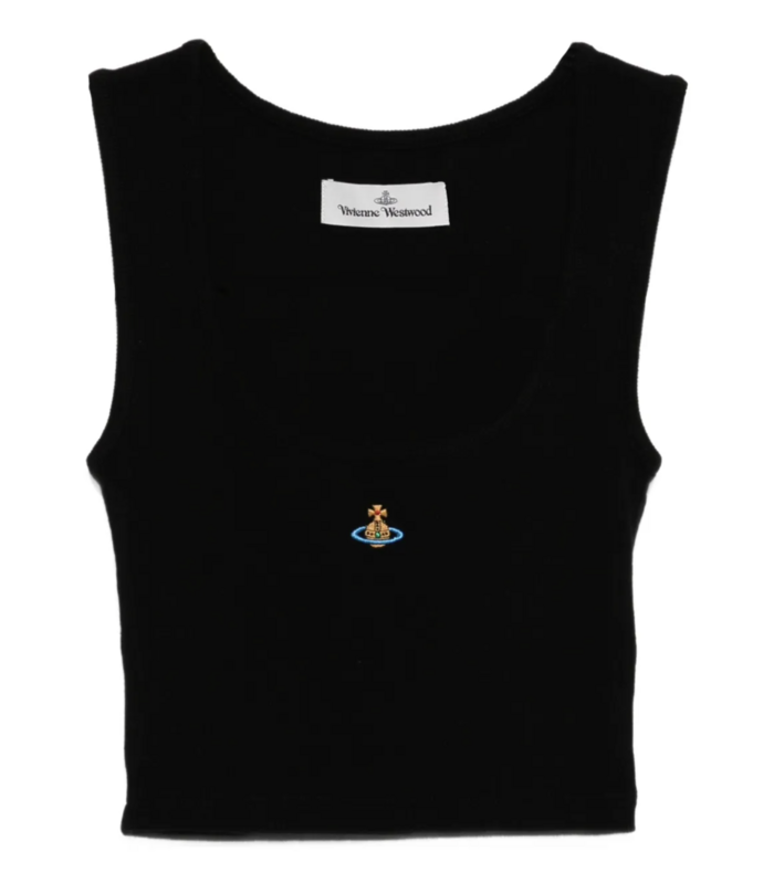 CROPPED RIB VEST BLACK