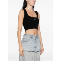 CROPPED RIB VEST BLACK