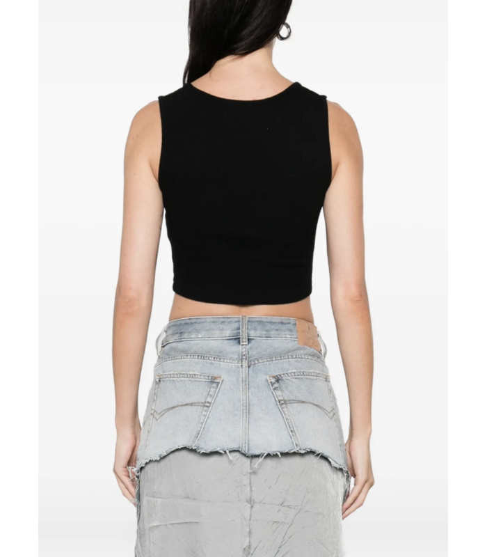 CROPPED RIB VEST BLACK