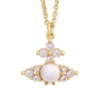VIVIENNE WESTWOOD FEODORA PENDANT GOLD / CHAMPAGNE CZ / PINK