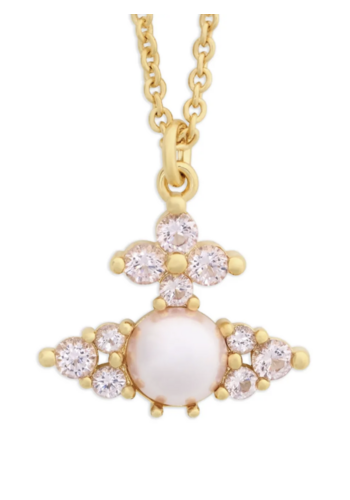VIVIENNE WESTWOOD feodora pendant gold champagne cz pink