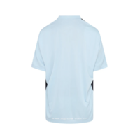 MARTINE ROSE WOMENS HALF STRETCH FOOTBALL TOP BLUE LIGHT BLUE