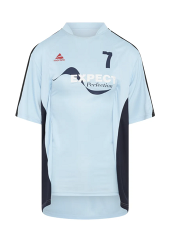 MARTINE ROSE womens half stretch football top blue light blue