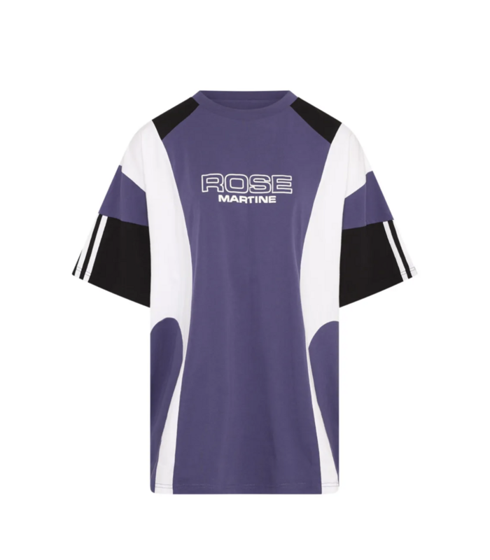 OVERSIZED PANELLED T-SHIRT PURPLE INDIGO