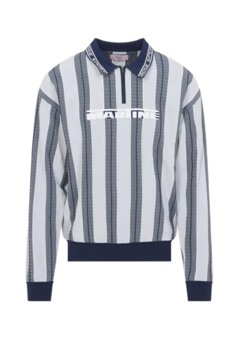 MARTINE ROSE logo polo blue grey