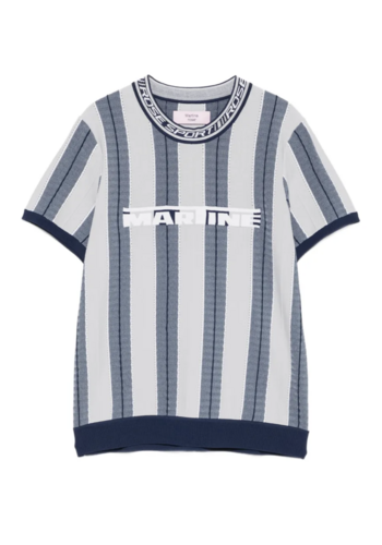 MARTINE ROSE logo tight t-shirt blue grey