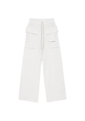 RICK OWENS DRKSHDW pantaloni creatch wide cargo drawstring milk wash