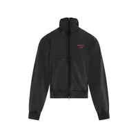 HOODED ZIP CREW BLACK WASHED