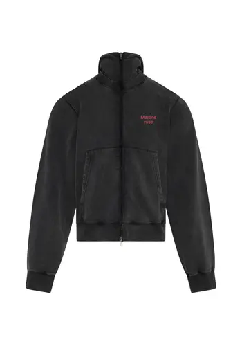 MARTINE ROSE hooded zip crew black washed