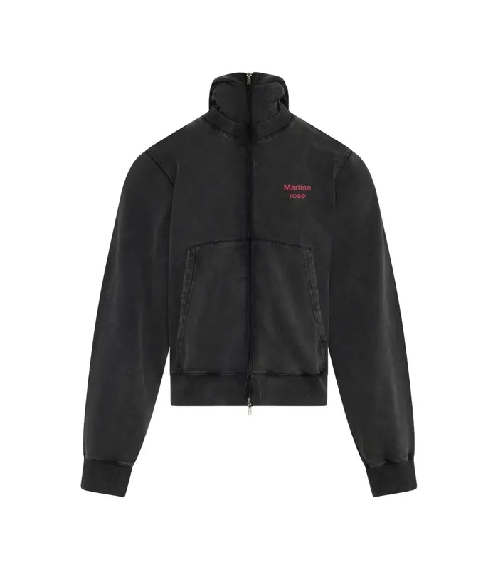 HOODED ZIP CREW BLACK WASHED