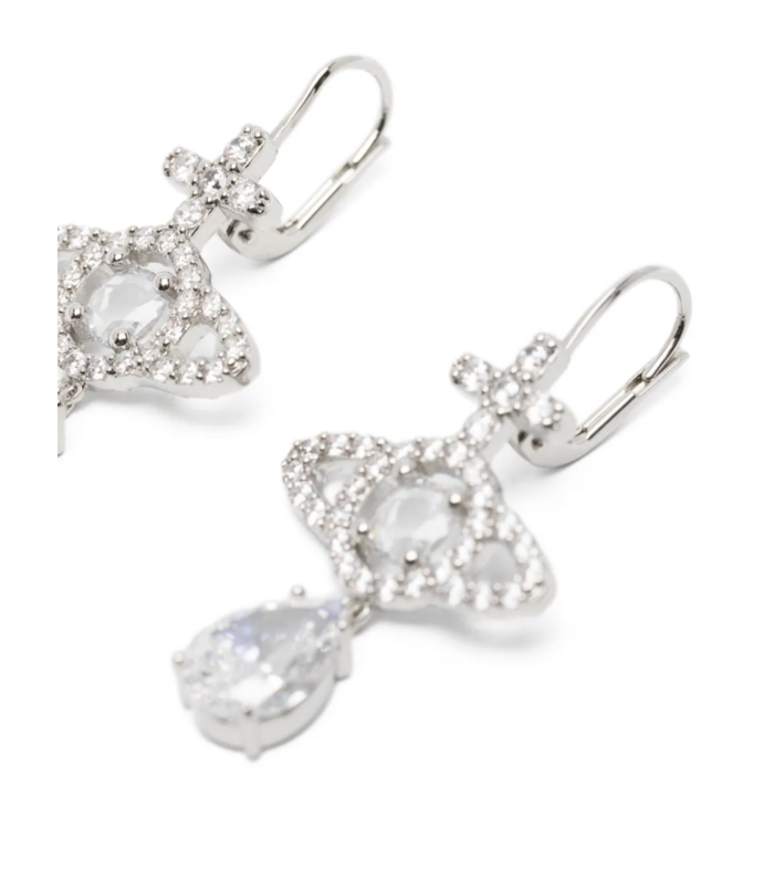 OLYMPIA CZ DROP EARRINGS PLATINUM / WHITE