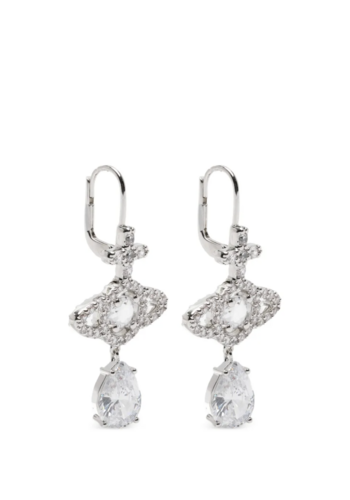 VIVIENNE WESTWOOD olympia cz drop earrings platinum/white
