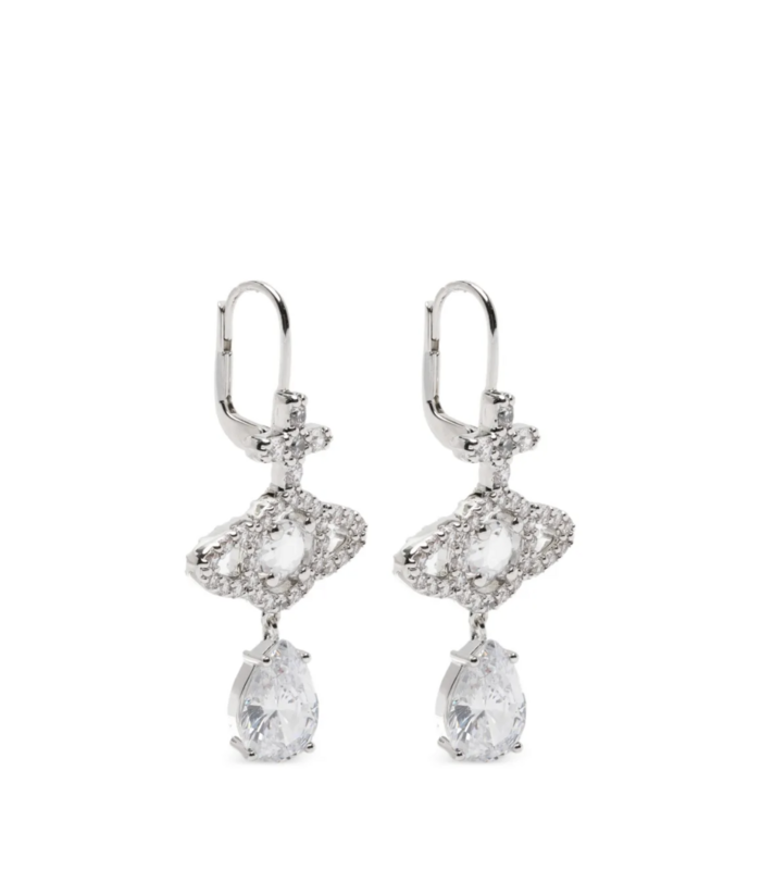 OLYMPIA CZ DROP EARRINGS PLATINUM / WHITE