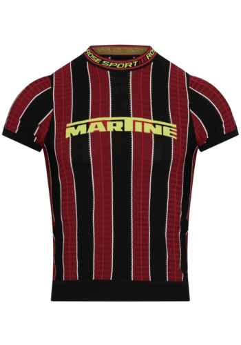 MARTINE ROSE logo tight t-shirt red black