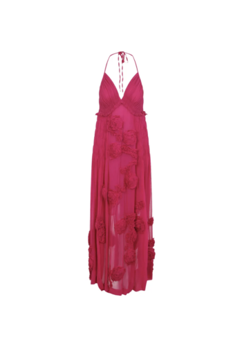 DRIES VAN NOTEN drina emb dress fuchsia