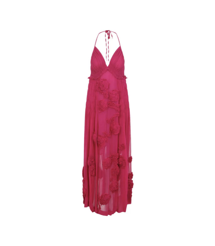DRINA EMB DRESS FUCHSIA