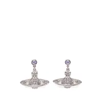 MINI BAS RELIEF DROP EARRINGS PLATINUM / VIOLET CRYSTAL