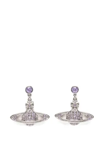 VIVIENNE WESTWOOD mini bas relief drop earrings platinum / voilet crystal VIVIENNE WESTWOOD mini bas relief drop earrings platinum / voilet crystal
